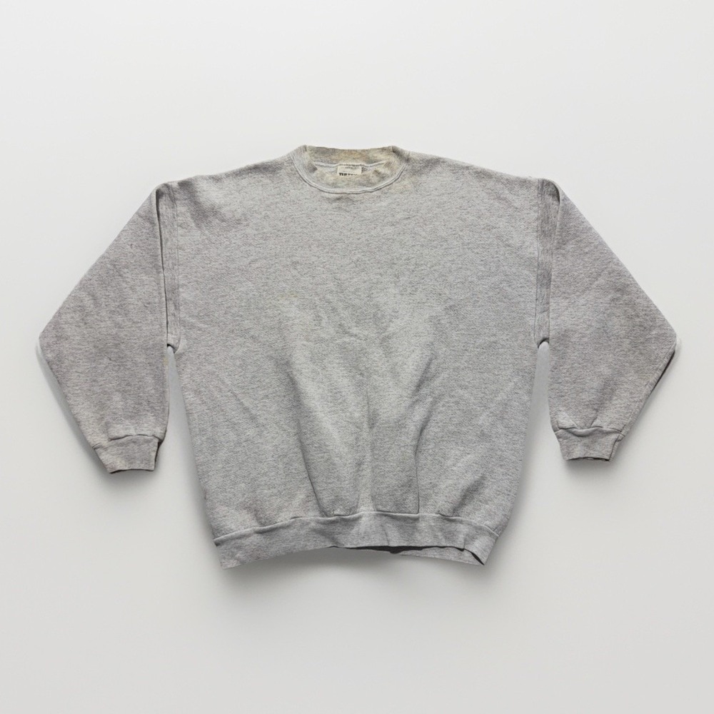 Vintage Tultex Blank Sweatshirt Mens XL Heather Gray Fleece Raglan Crewneck 90s
